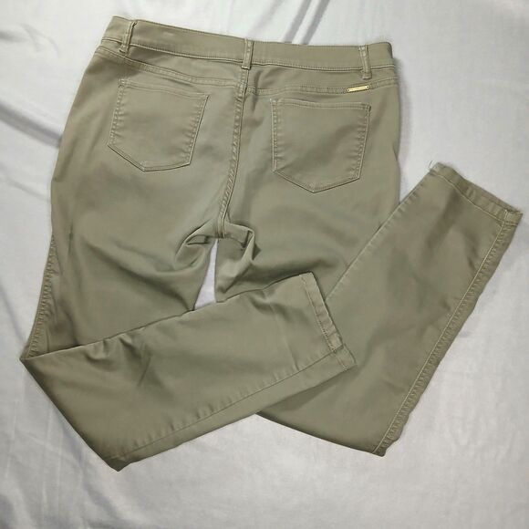 SOHO New York Legging Jeans Green Khaki Zipper Detail Stretch Button Fly sz: 12 - Picture 2 of 7